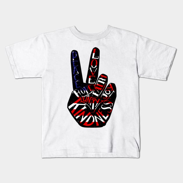 Peace Love Victory Kids T-Shirt by MiRaFoto